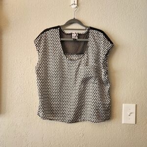 Living Doll Black and White Bird Print Blouse